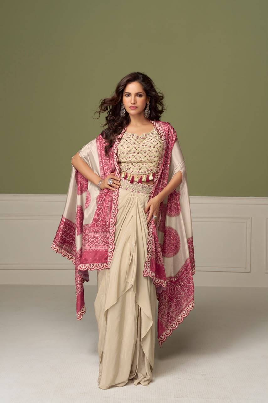 RUHI By Gulkayra Designer 7674 Series Stylish Fancy Colorful Beautiful Party Wear & Ethnic Wear Collection Chinnon Tops With Bottom And Jacket At Wholesale Price